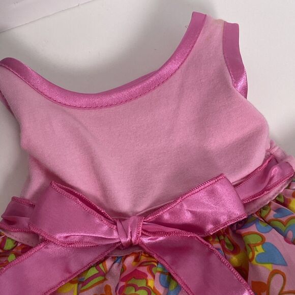 Build A Bear Pink Dress Heart Skirt Pink Bow Pink Bloomers Rose Decor For Bear - Picture 3 of 8